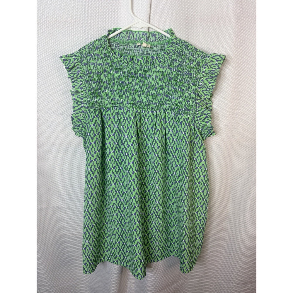Jodifl Print Smoked Yoke Top Green Blue M